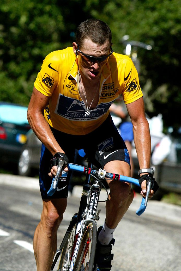 Lance Armstrong in de Tour de France van 2002.