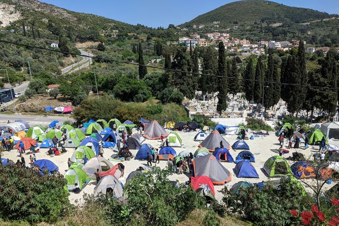 Het vluchtelingenkamp op Samos.