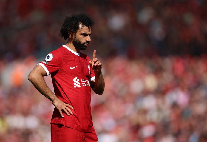 Mo Salah tijdens een wedstrijd van Liverpool, dat komend seizoen niet in de Champions League speelt.