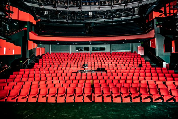 Lege zalen in tijden van corona voor de Deventer Schouwburg, terwijl de financiële situatie aanhoudend zorgelijk blijft.