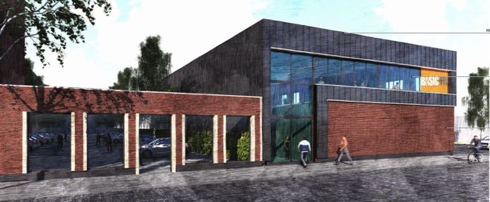 Een impressie van het nieuwe Basic Fit en de bedrijfsunits eronder op het Leerpark in Dordrecht.