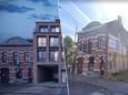 Alle verwijzingen naar jeugdhuis Het Varken zijn verwijderd op de site van Clique Invest (links). In realiteit zal residentie Auguste letterlijk tegen jeugdhuis Het Varken gebouwd worden (rechts.