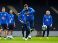 Zlatan Ibrahimovic tijdens de training van gisteren.
