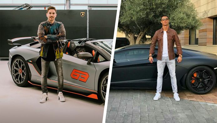 Lorenzo (links) en Cristiano, allebei voor een Lamborghini.