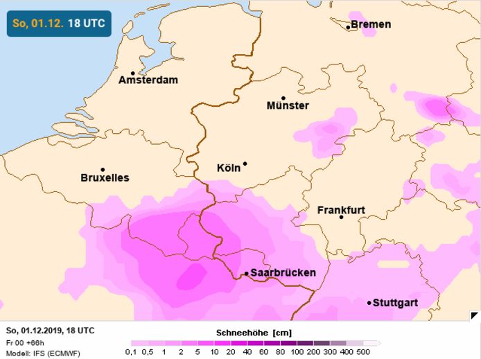 Winterse neerslag op zondag over het zuidoosten van België