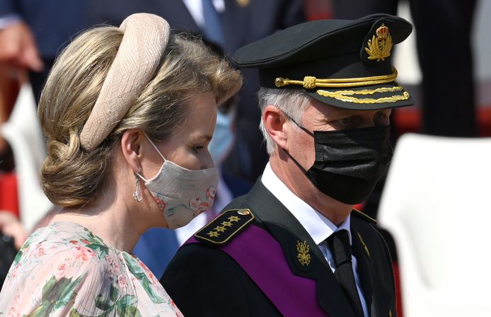 Koning Filip en koningin Mathilde op de Nationale Feestdag in Brussel.