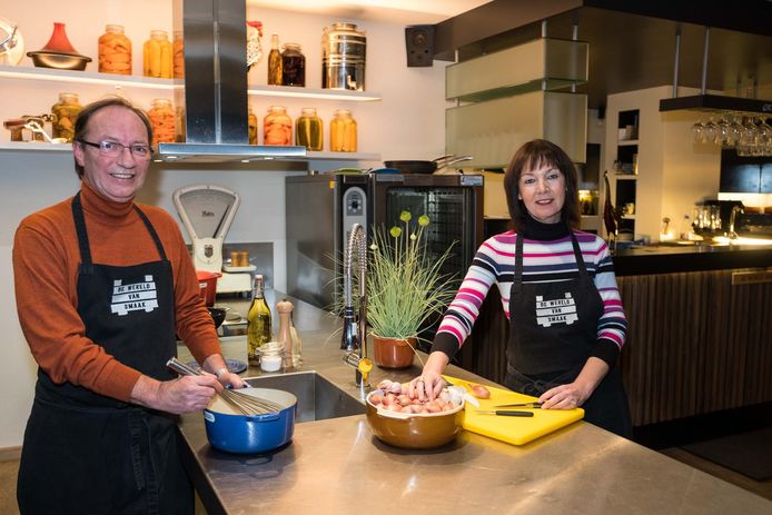 Jean-Louis Leysen met zijn partner Geertje Mattijs in 'De Wereld van Smaak'.