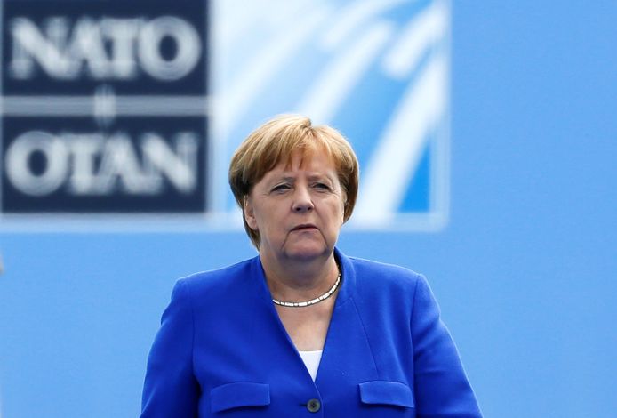 Duits bondskanselier Angela Merkel arriveerde deze namiddag in Brussel voor de start van de NAVO-top.