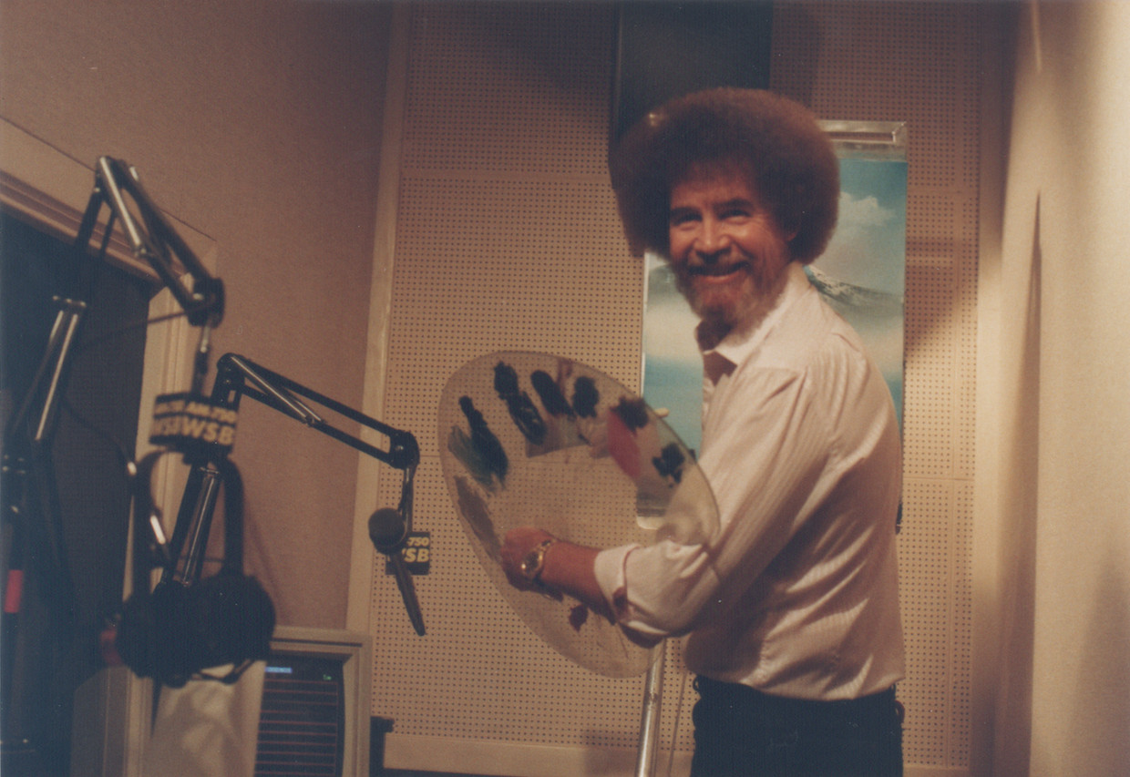 Bob Ross in de studio, ca. 1989. Beeld Bob Ross Inc.