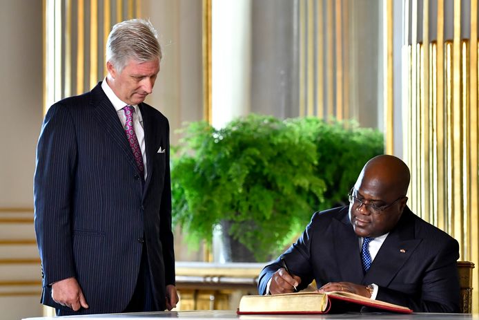 Koning Filip en de Congolese president Felix Tshisekedi tijdens een bezoek aan België vorig jaar.