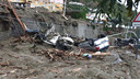 Een getroffen gebied op Ischia eiland.
