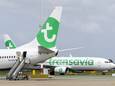 Toestellen van Transavia op Rotterdam-the Hague Airport.
