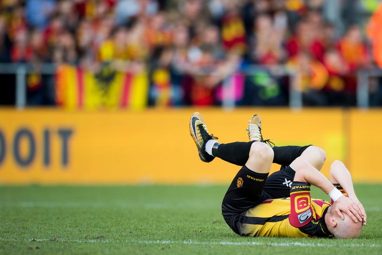 Teleurstelling bij KV Mechelen na de degradatie. Beeld BELGA