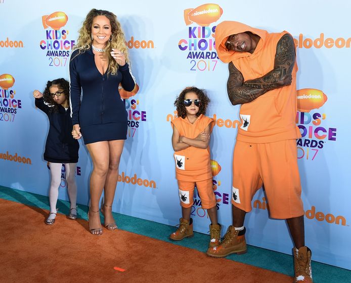 Mariah Carey met haar ex-man Nick Cannon en hun kinderen Monroe en Moroccan.