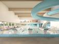 Een ontwerp van het toekomstig zwembad in Lille, dat Sportoase zal realiseren