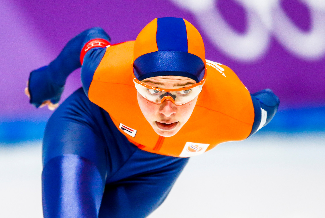 Esmee Visser in de Gangneung Oval tijdens de 5000 meter schaatsen tijdens de Olympische Winterspelen van Pyeongchang.