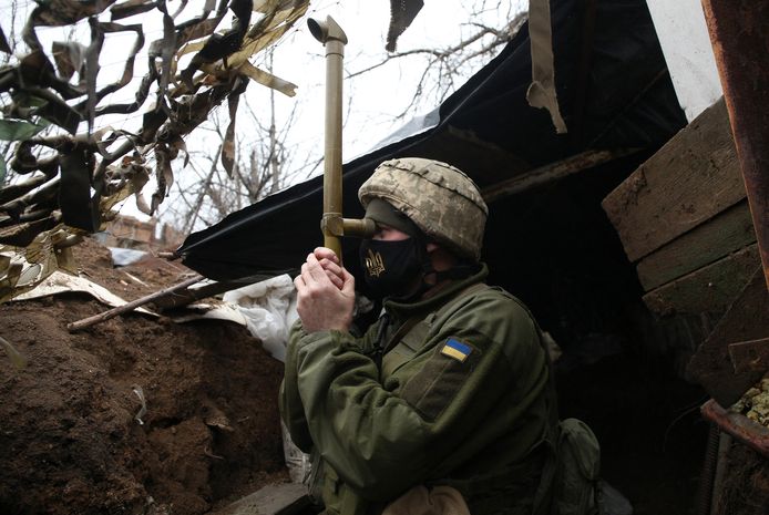 Oekraïense soldaten houden de wacht