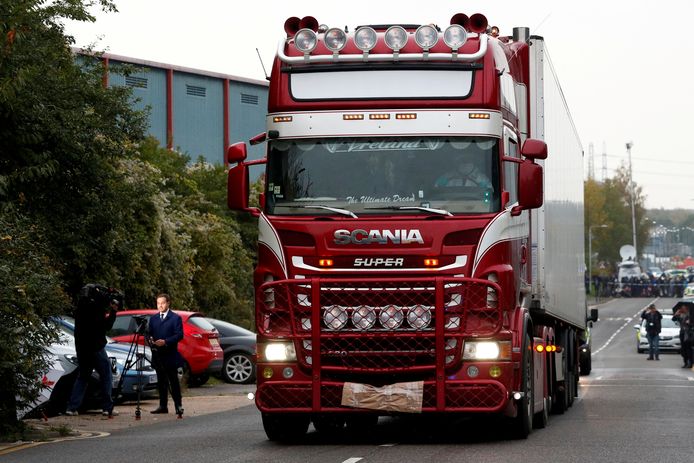 Archiefbeeld, vorige maand in Essex werden 39 doden aangetroffen in de oplegger van een vrachtwagen.