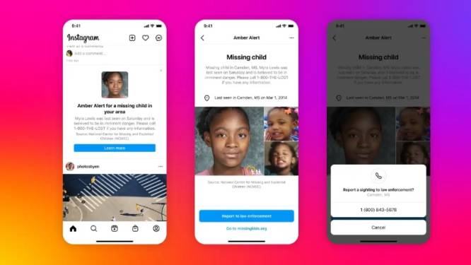 Instagram gaat Amber Alerts tonen