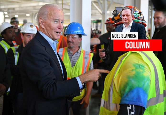 Archiefbeeld. Joe Biden op campagnebezoek in een autofabriek te Detroit. (10/03/20)
