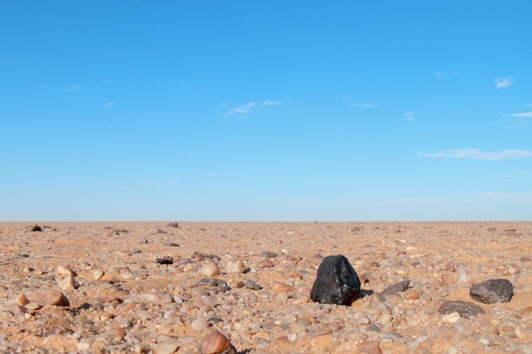 Een fragment van de Almahatta Sitta-meteoriet. Beeld Peter Jenniskens (SETI Institute/NASA Ames)