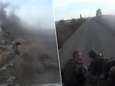 Beelden tonen chaos wanneer Russen zich tijdens aanval terugtrekken, militair voertuig met soldaten crasht 