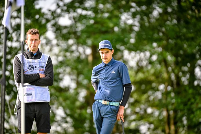 Lev Grinberg awaits his turn during the opening day of the Dutch Open at Bernardus Golf in Cromvoirt, Brabant.