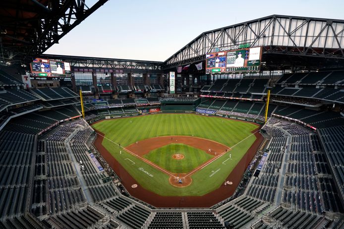 Globe Life Field in Arlington, het stadion van Texas Rangers, is dit jaar het decor voor de World Series.