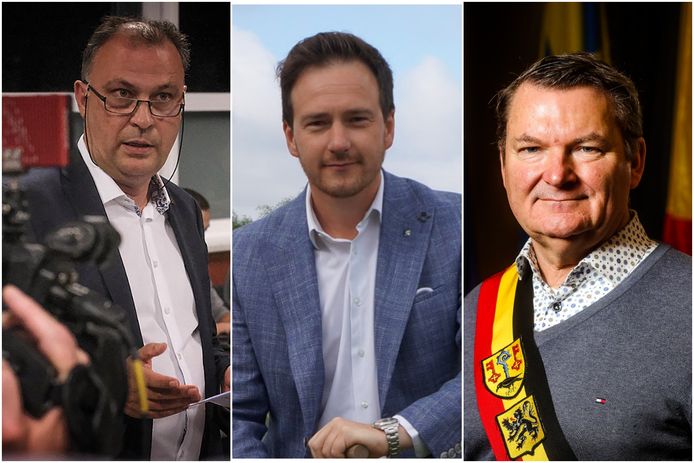 Burgemeesters Dominique Cool van Langemark-Poelkapelle, Francesco Vanderjeugd van Staden en Joris Hindryckx van Houthulst