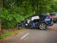 Auto ramt boom, inzittende zwaargewond naar ziekenhuis 