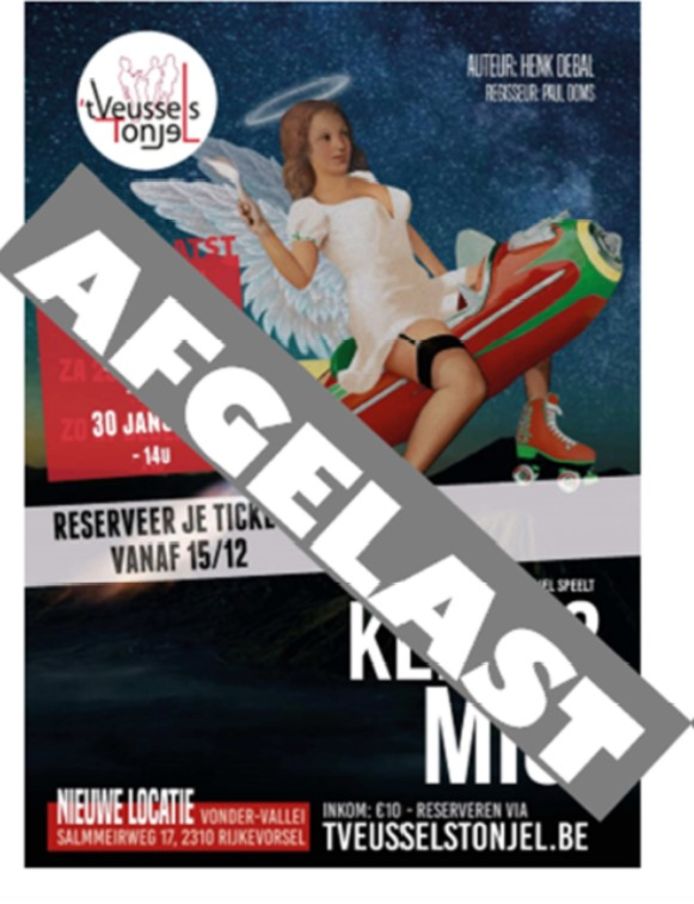 Veussels Tonjel schrapt alle voorstellingen.