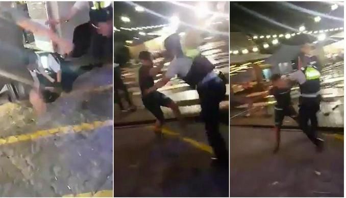 Enkele screenshots uit het filmpje van de vechtpartij.