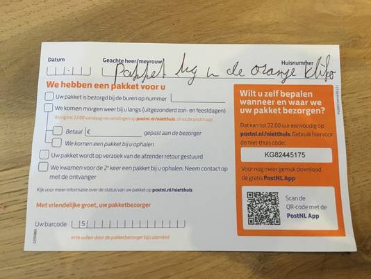 onderwijs vergeven uitdrukking Niet thuis? Briefje in bus: 'Het pakketje 'lig' in de oranje otto' | Regio  | tubantia.nl