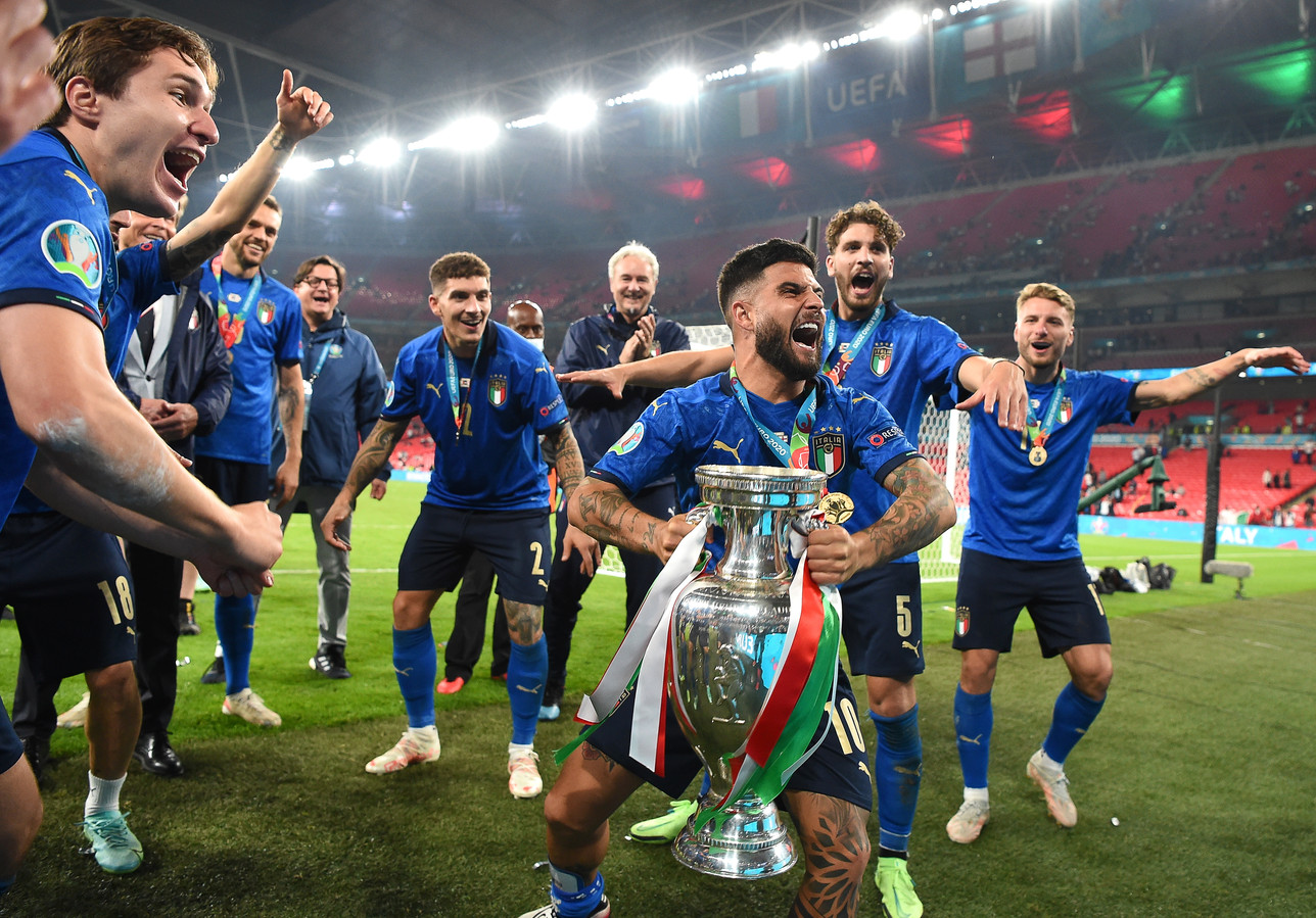 Italië viert feest bij het behalen van de Europese titel.