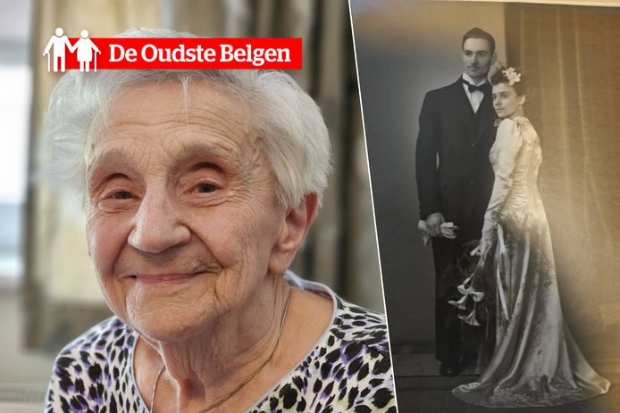 Margriet Gooris (102) is de oudste inwoner van Boortmeerbeek. Rechts zie je haar huwelijksfoto uit 1945 met partner Hector Wielandts.