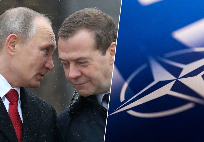 Le président Vladimir Poutine et le chef du Conseil de sécurité de Poutine, Dmitri Medvedev.