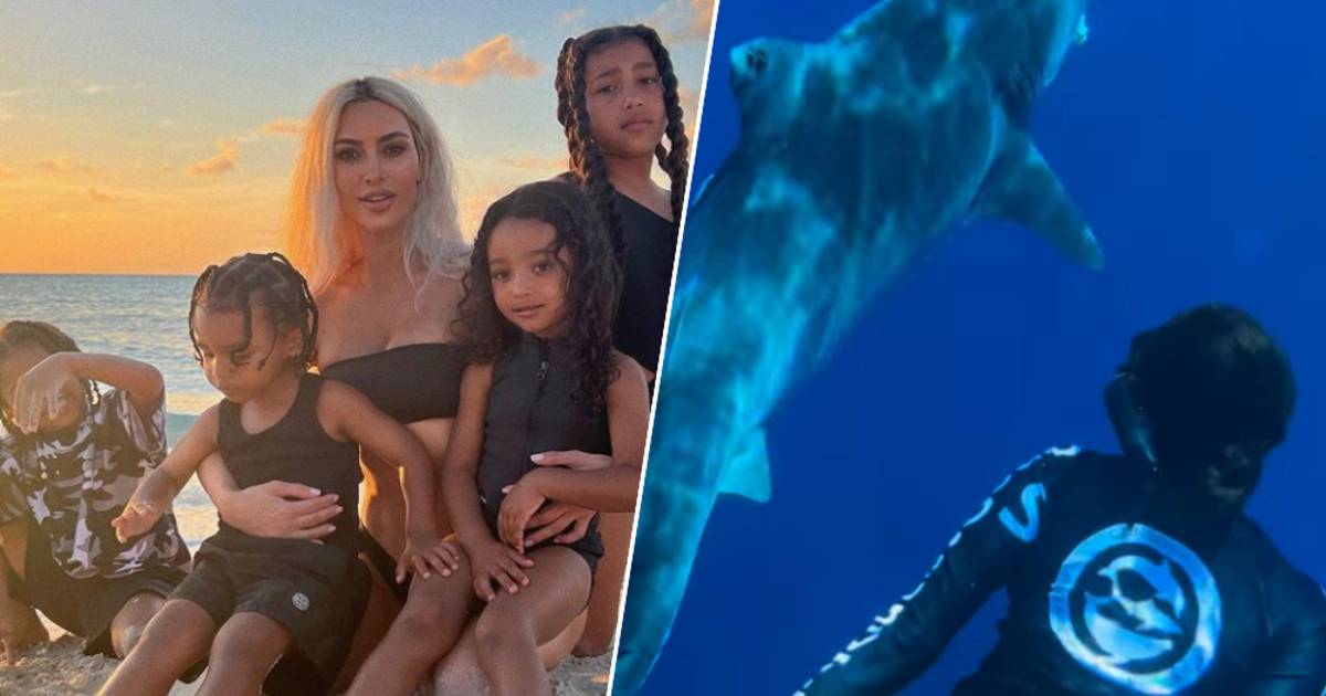 CELEB 24/7.  Kim Kardashian enjoys the beach with her kids and who swims with tiger sharks?  †  showbiz