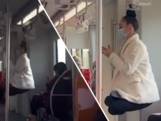 Opmerkelijk: vrouw hangt aan haren in metro