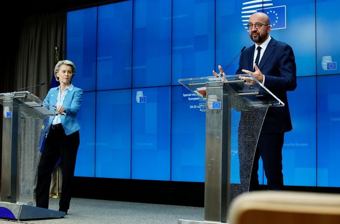 Voorzitter van de Europese Commissie Ursula von der Leyen en Europees president Charles Michel.