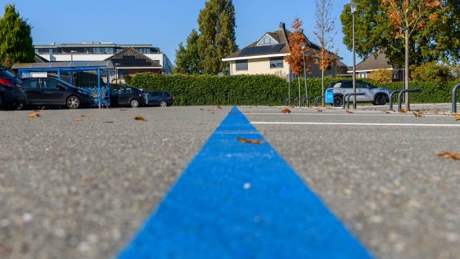 Blauwe lijnen op parkeerplaats Albert Heijn hoeven niet helemáál weg: ‘Het worden stippellijnen’