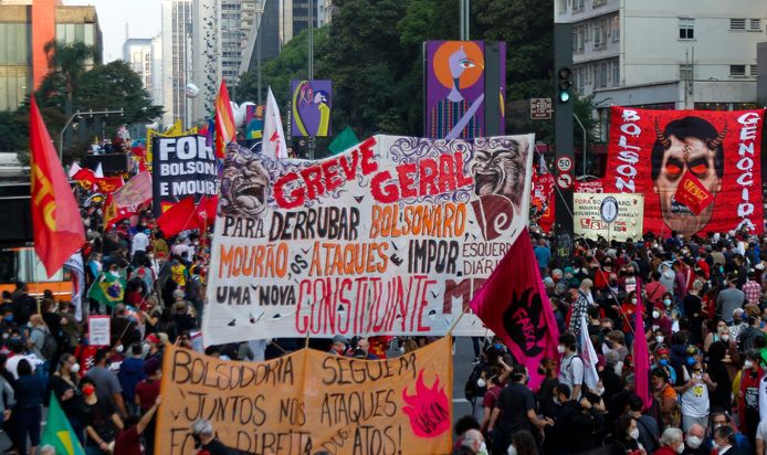 Massademonstratie tegen Bolsonaro in metropool Sao Paulo (03/07/2021)