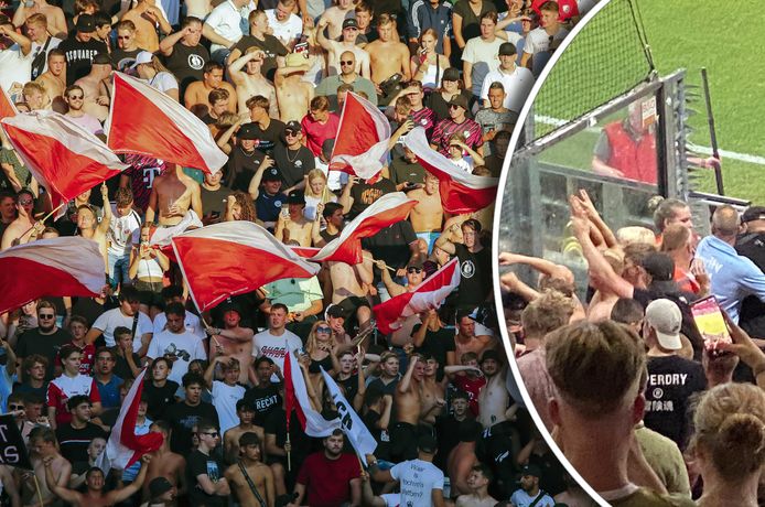 Rellen op de tribune in stadion Galgenwaard tijdens FC Utrecht - Cambuur Leeuwarden.