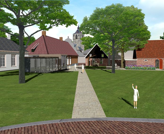 Concept-ontwerp Stadstuin Oldenzaal met rechts de Bombazijn