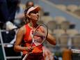 Elise Mertens viert haar overwinning op Jessica Pegula.