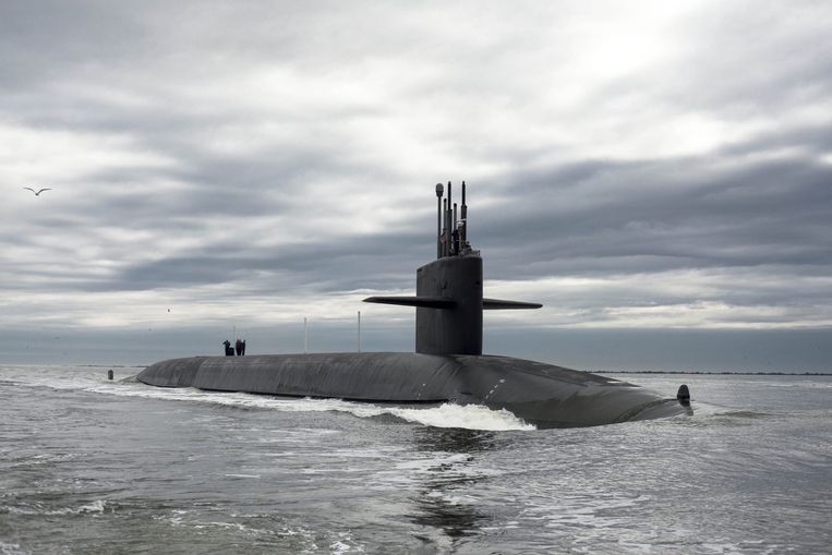 De atoomonderzeeër USS Tennessee. Bedrijven zoals Boeing waarin Nederlandse financiële instellingen investeren, zijn betrokken bij onderhoud en modernisering van het Amerikaanse nucleaire arsenaal. Beeld reuters