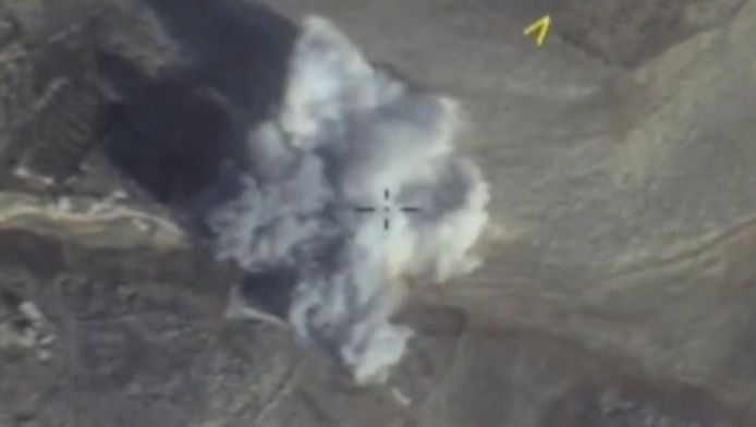Beeld van een Russische luchtaanval op een IS-doelwit in Syrië vorige maand.