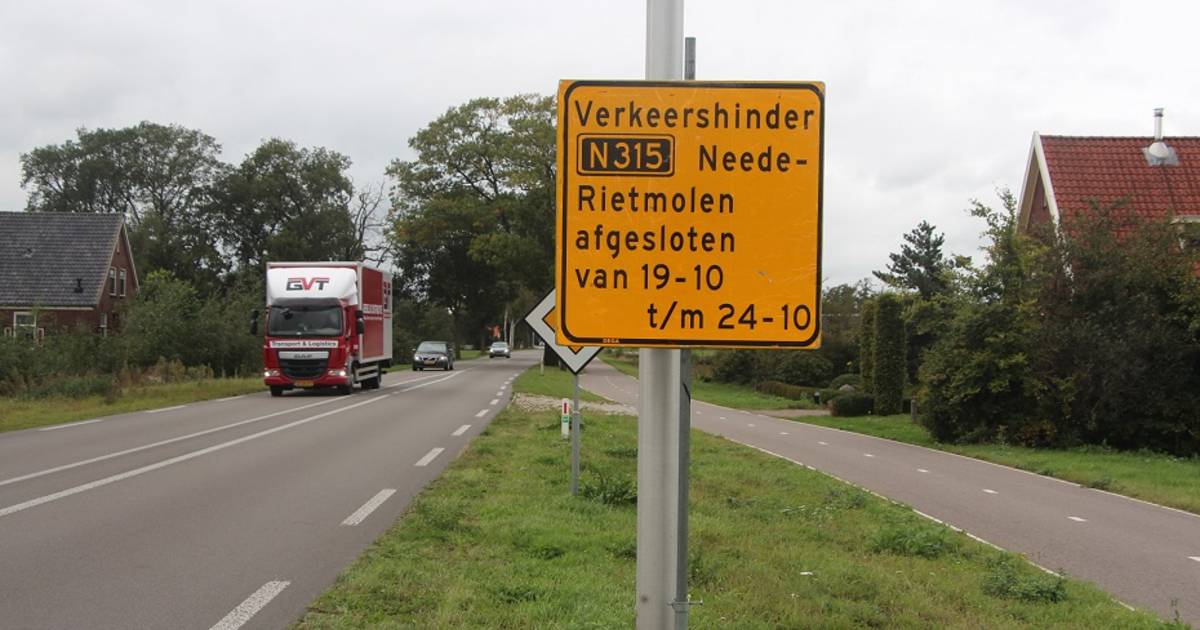 N315 gaat tussen Rietmolen en Neede weeklang dicht voor kappen bomen