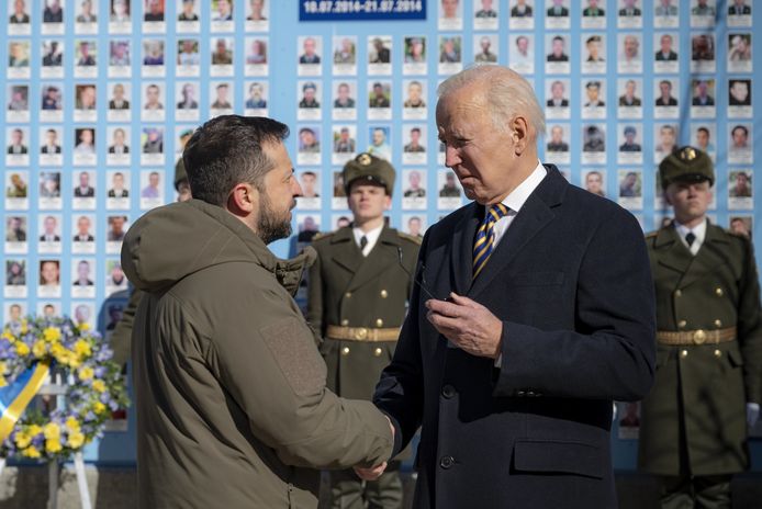 De Oekraïense president Volodimir Zelenski en de Amerikaanse president Joe Biden.