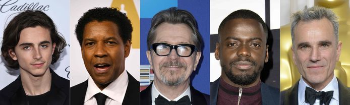 Timothée Chalamet, Denzel Washington, Gary Oldman, Daniel Kaluuya en Daniel Day-Lewis.