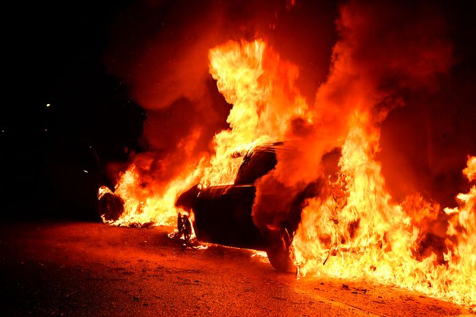 Autobrand in Valkenswaard.